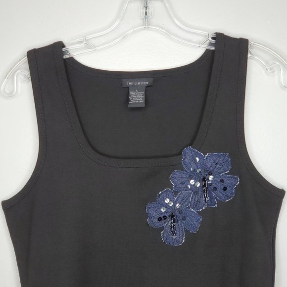 The Limited Embellished Applique Black Tank Top Size L - Picture 2 of 10